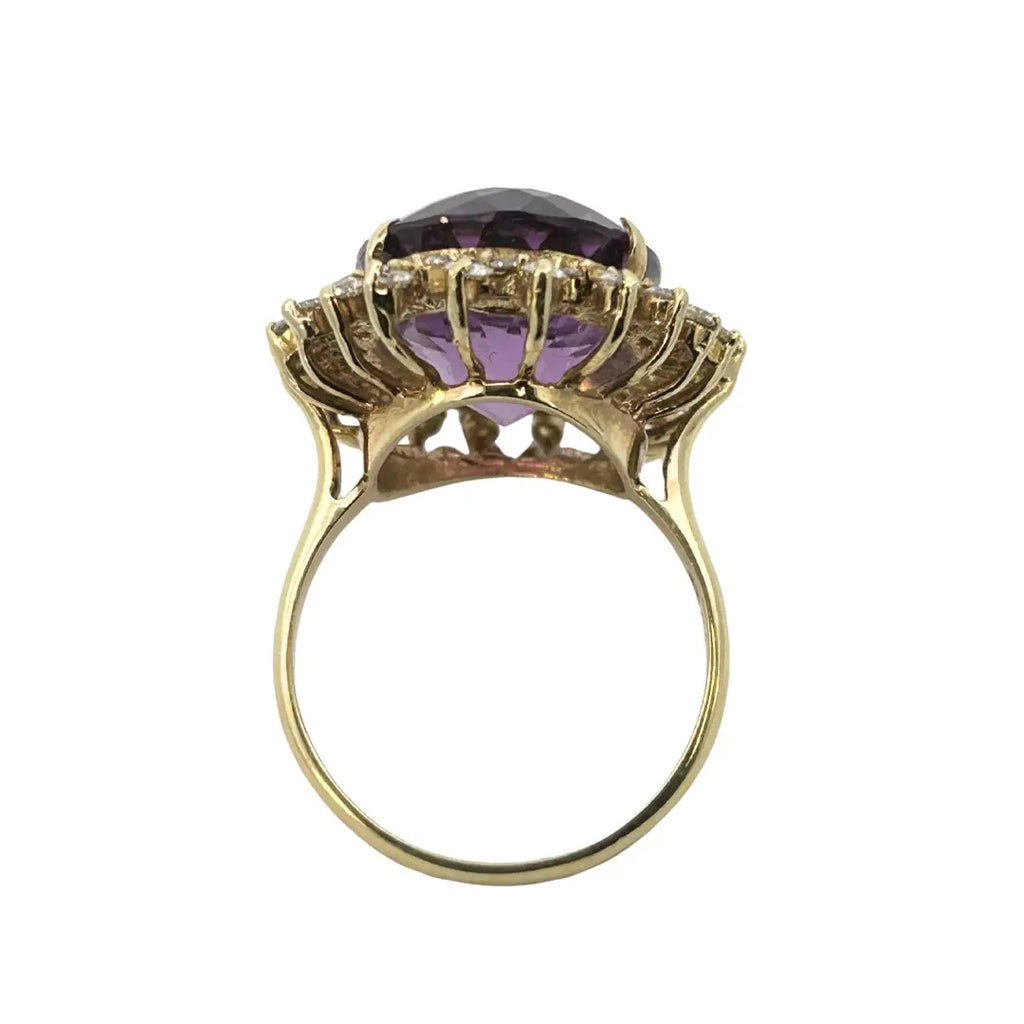 amethyst diamond ring side view double halo setting detail