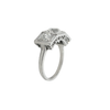 Side profile of Art Deco platinum ring with antique diamonds and milgrain details.