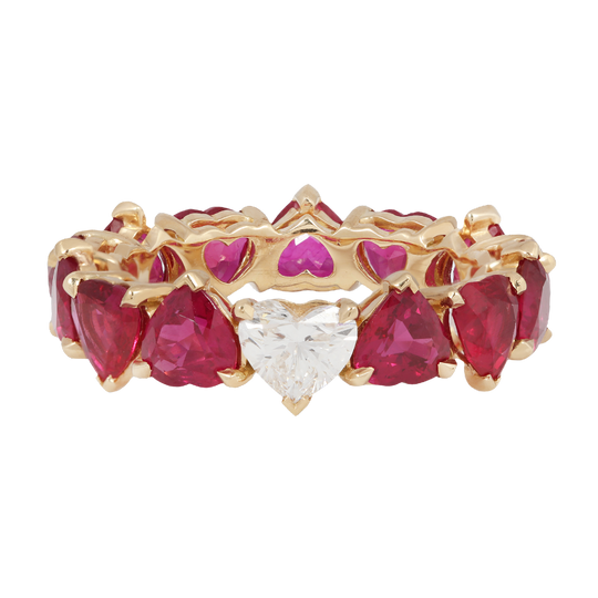 Ruby Heart and Diamond Eternity Band
