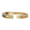 Turquoise and Lapis Lazuli Cabochon Hinge Cuff Diamond Bracelet Estate Collection