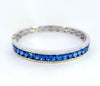Estate hinged sapphire baguette bangle bracelet in 18k white gold

