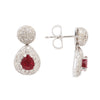 Rounded Pave Diamond and Ruby Drop Earrings Estate Collection