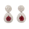 Rounded Pave Diamond and Ruby Drop Earrings Estate Collection