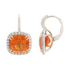 Cushion-cut Madarin Garnet Diamond Drop Earrings The Gleim Collection