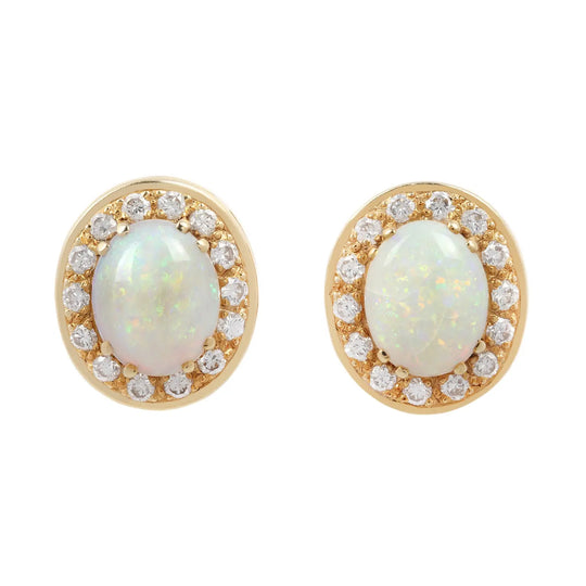 Opal and Diamond Halo Earrings