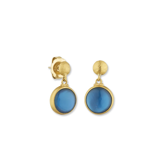 'Mare Nostrum' London Blue Topaz Cabochon Mother of Pearl Earrings