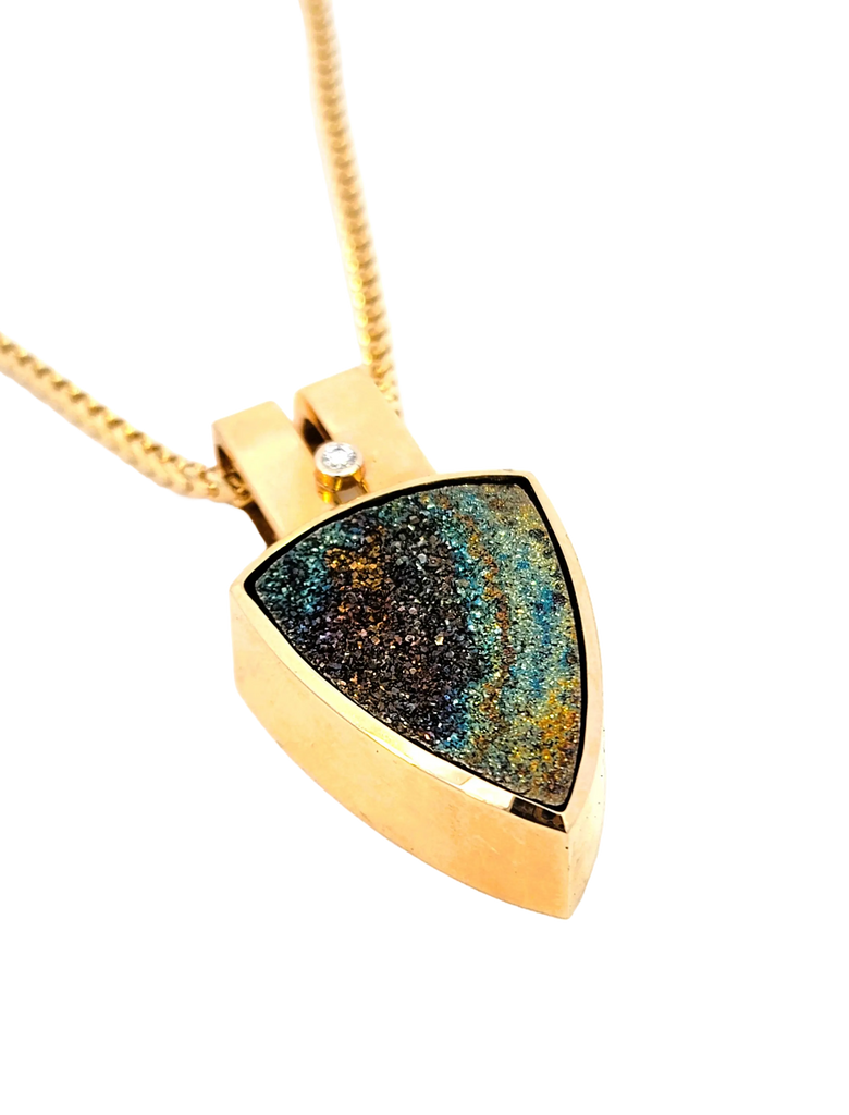 Arrowhead Druzy Gold Bezel Necklace Estate Collection