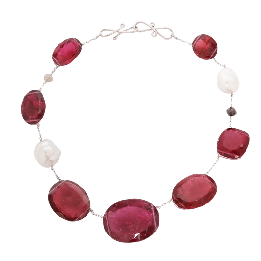 MAJA DUBRUL Rubellite Diamond South Sea Pearl Necklace