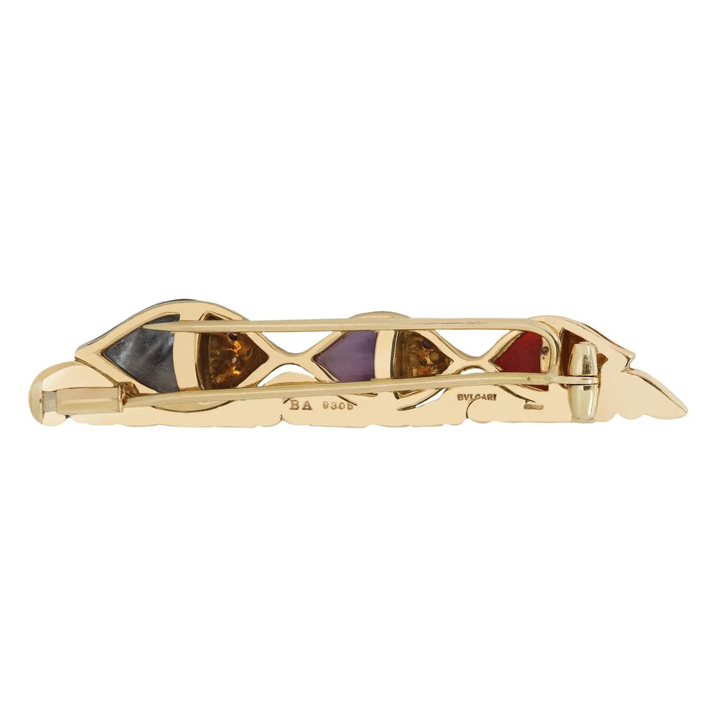 BVLGARI 'Naturalia' Gemstone Gold Fish Brooch Estate Collection