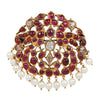Twin Peacock Indian Ruby, Pearl and Rose-cut Diamond Brooch Estate Collection