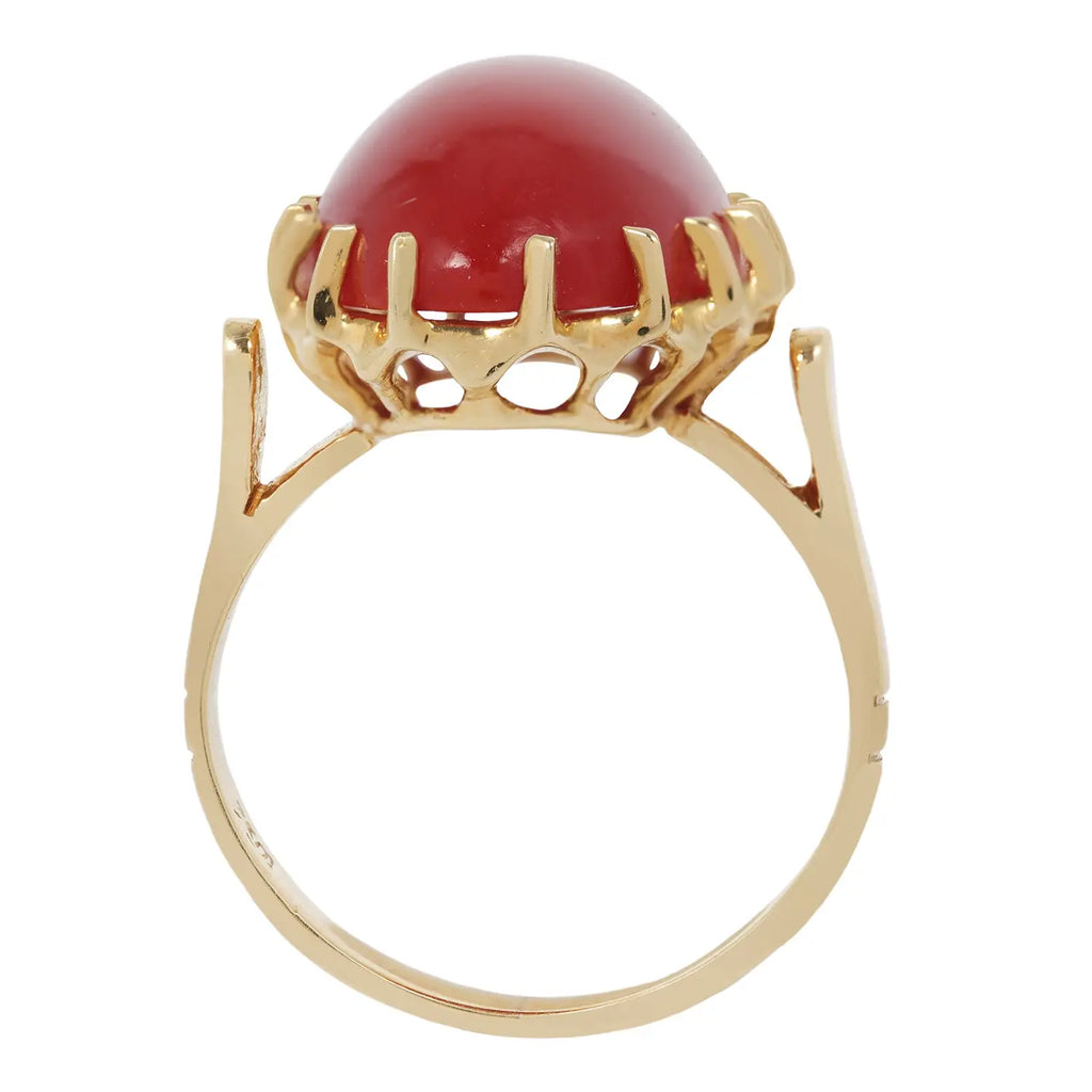 Large Oxblood Coral Cabochon Ring Estate Collection