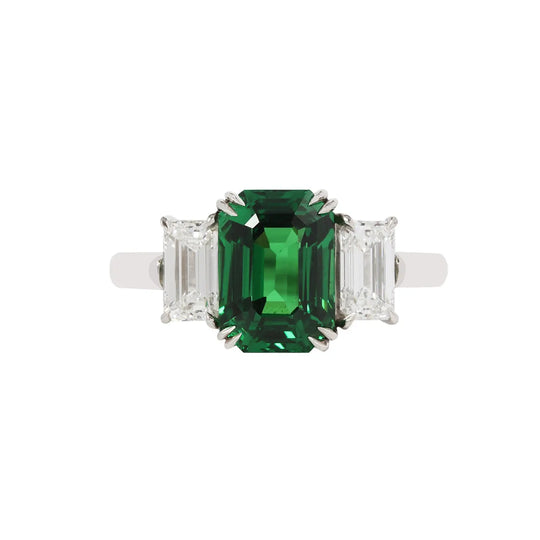 Tsavorite Garnet and Diamond Ring
