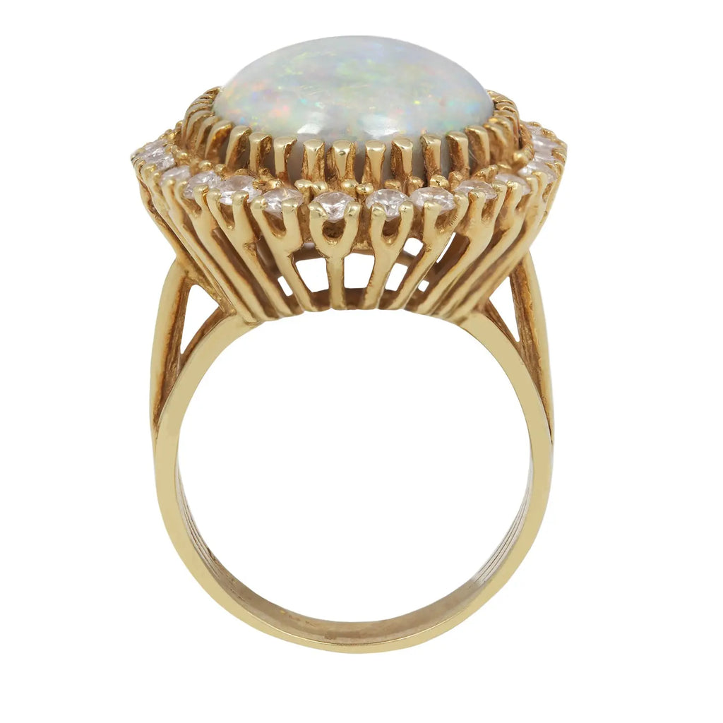 Large Opal and Diamond Halo Cocktail Ring Estate Collection