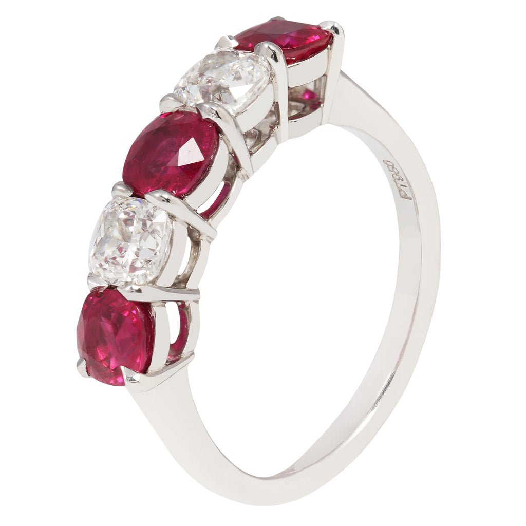 Burma Rubies and Cushion-cut Diamond Band The Gleim Collection