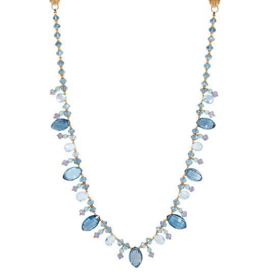 CLARE ULLMAN Blue Topaz Apatite Tanzanite Beaded Necklace