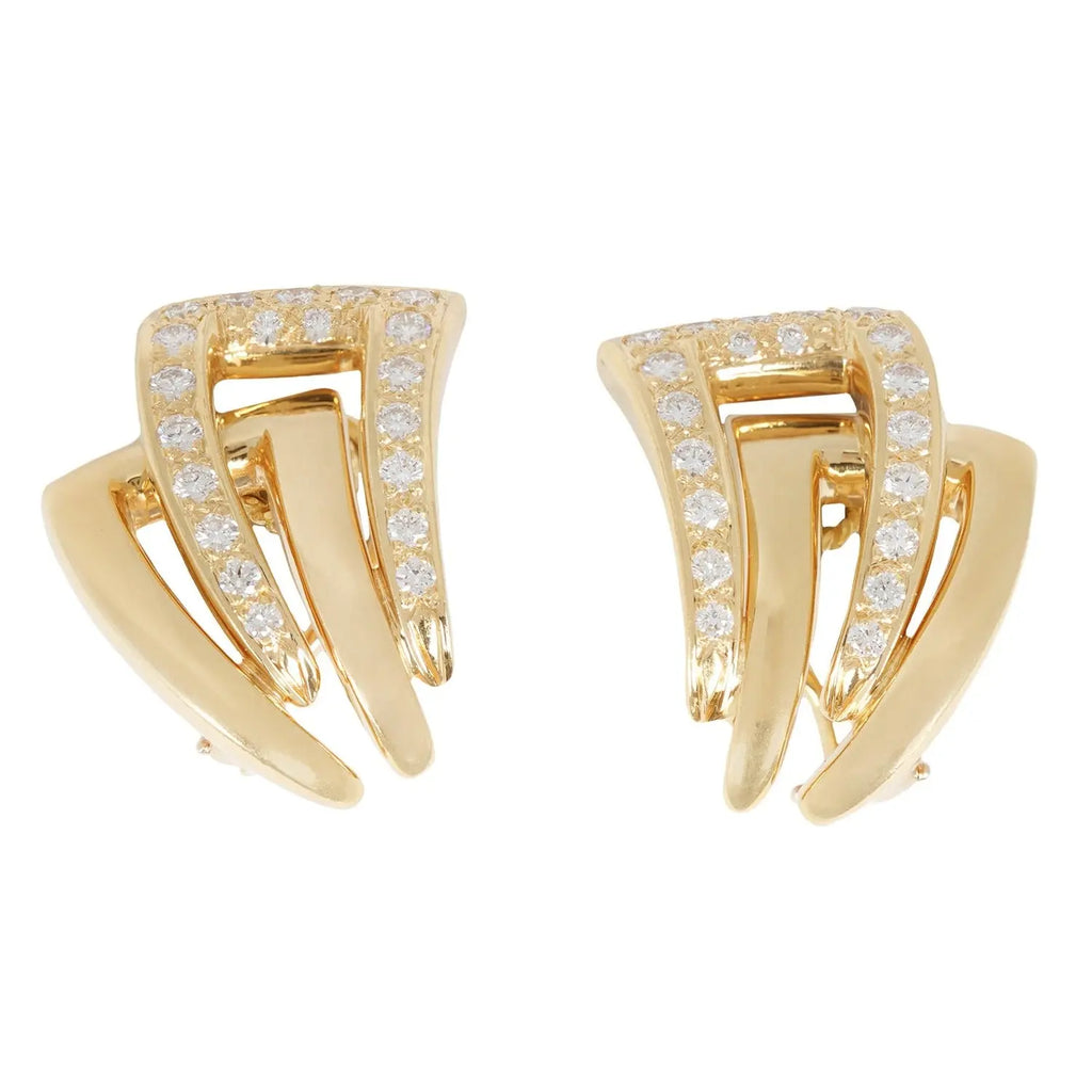 Nested Geometric Diamond Earrings Estate Collection