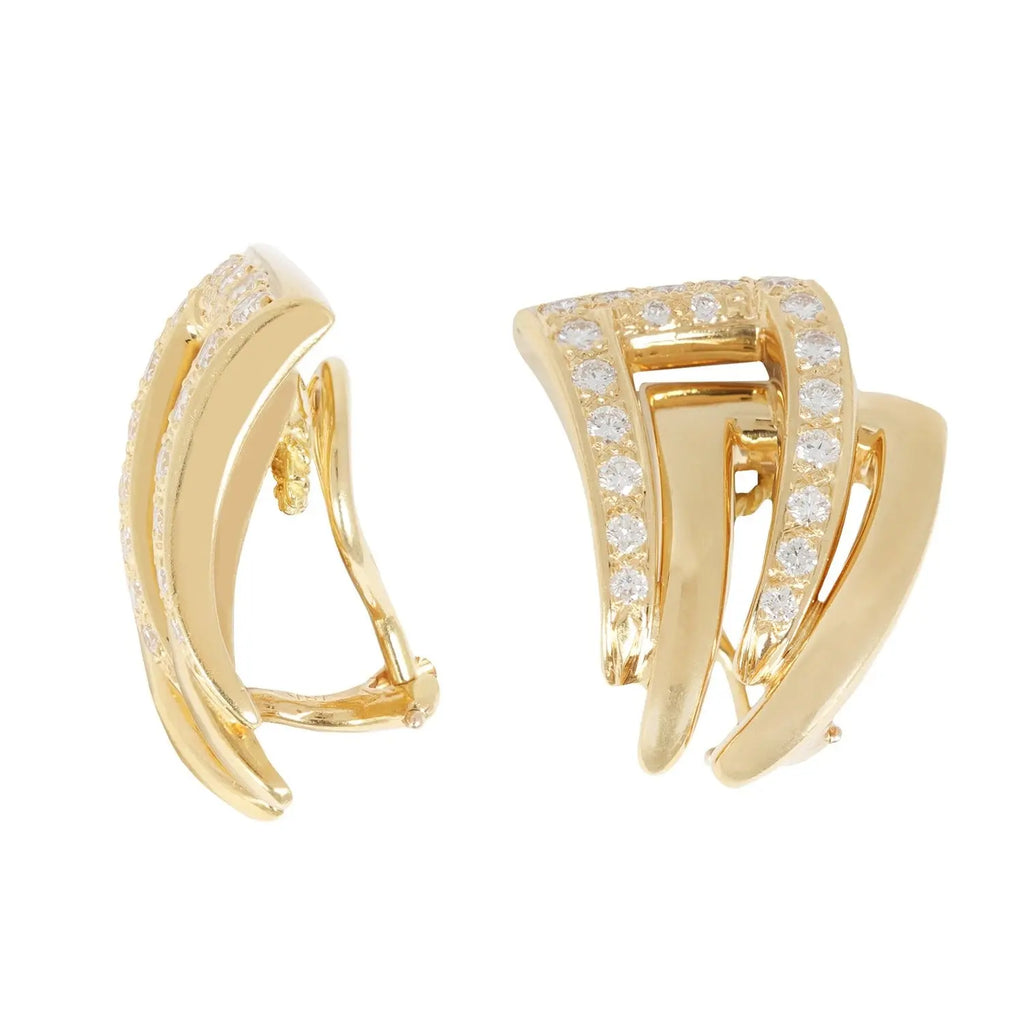 Nested Geometric Diamond Earrings Estate Collection