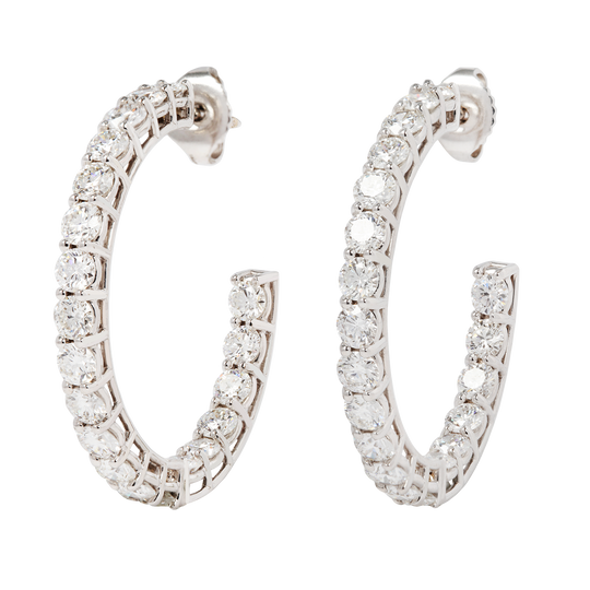 Inside-Outside Ideal-cut Diamond Hoop Earrings