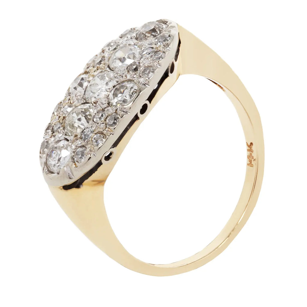 Art Deco Oval Shape East West Diamond Cluster Ring Estate Collection