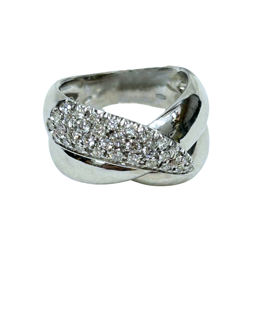 Crossover White Gold Diamond Ring