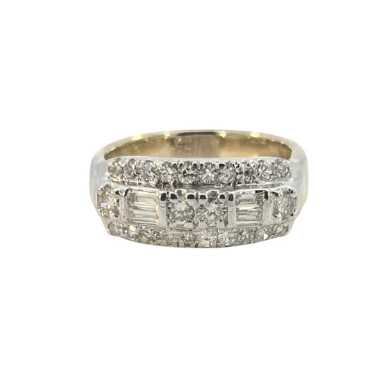 Vintage Diamond Three-Row Band Ring in 14k Two-Tone Gold