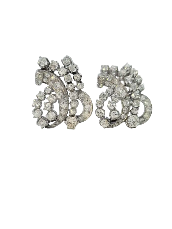Art Deco Diamond Double Clip and Brooch Estate Collection