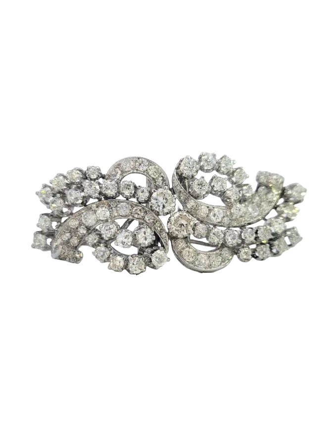 Art Deco Diamond Double Clip and Brooch Estate Collection