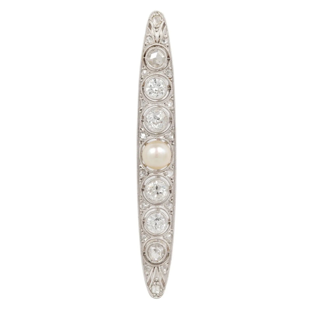 Edwardian Pearl and Dimond Bar Pin Estate Collection