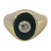 14K yellow gold men's ring with black onyx and center diamond bezel
