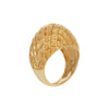 Estate 18K gold domed ring with intricate basketweave texture. Bold, elegant statement piece, 15mm at the top.