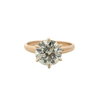 Vintage yellow gold solitaire ring featuring a large European-cut diamond in a six-prong setting