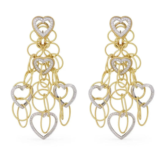 HAWAII Diamond Heart and Gold Earrings