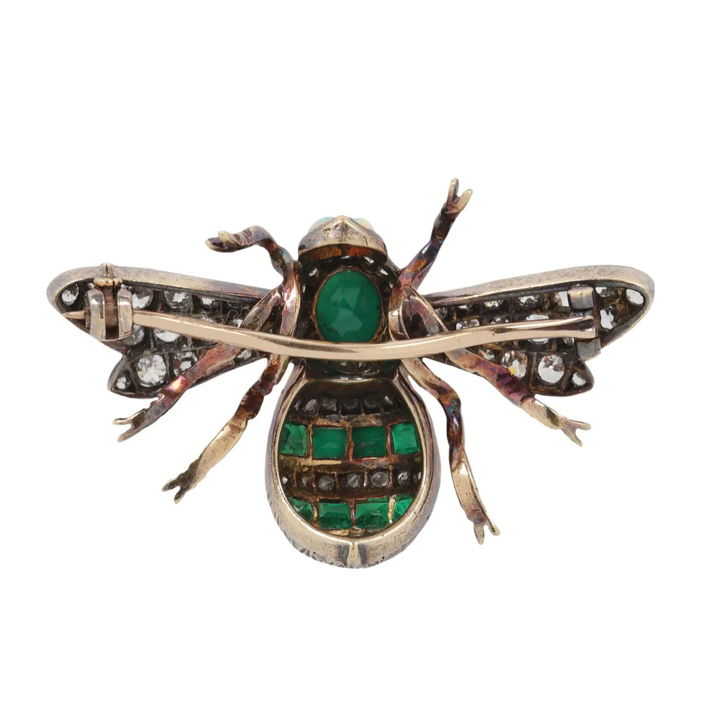 Vintage Bee Emerald and Diamond Pin Estate Collection