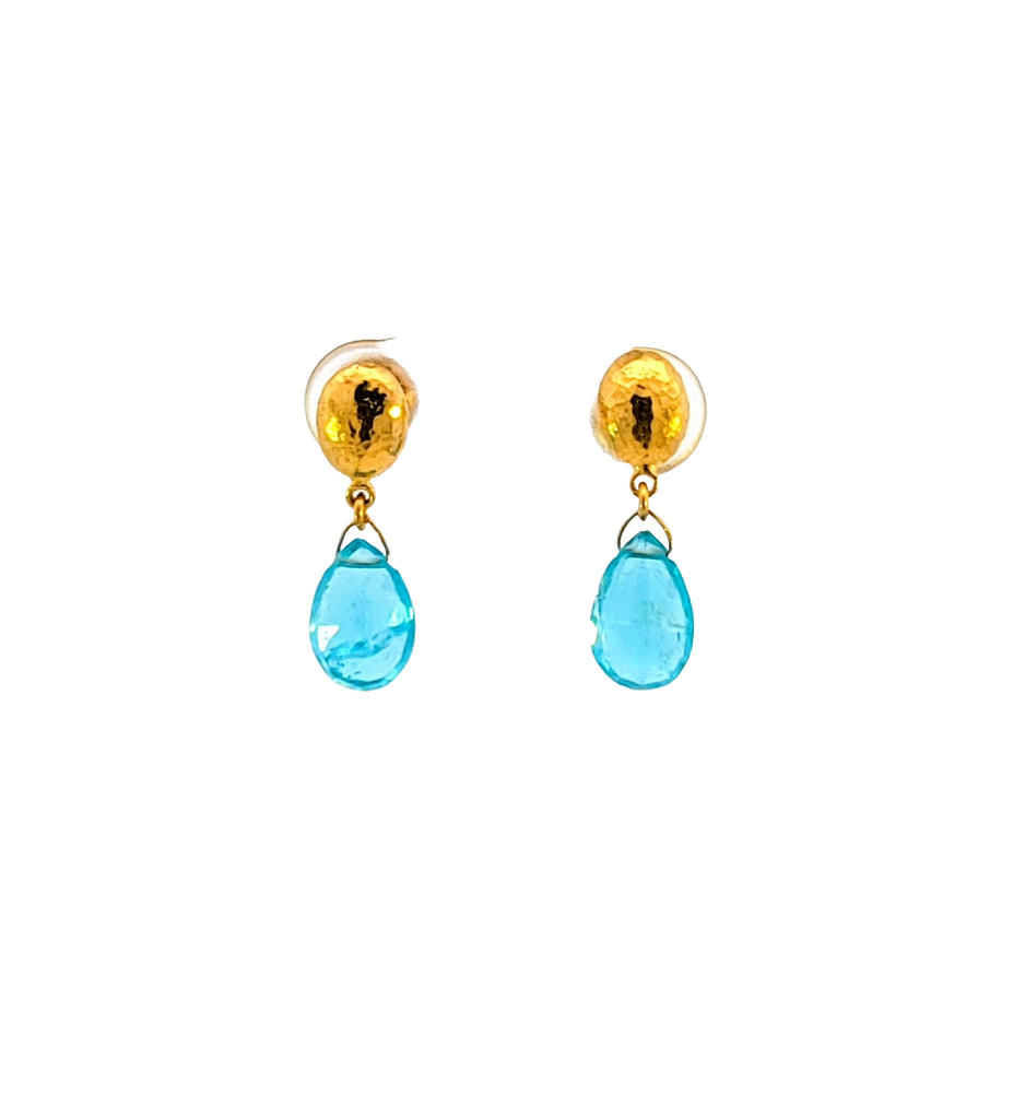 Gurhan Blue Topaz and Gold Drop Earrings