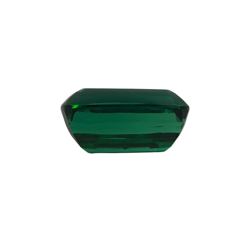 Side profile of cushion cut green tourmaline gemstone