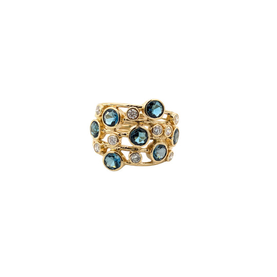 IPPOLITA Blue Topaz & Diamond Constellation Ring in 18K Gold