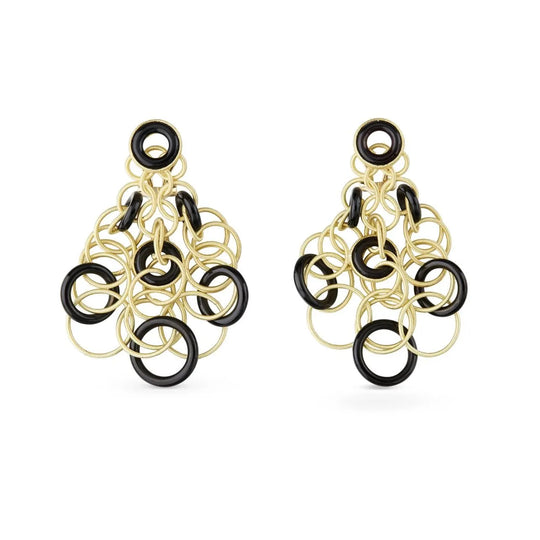 HAWAII Gold Black Onyx Earrings