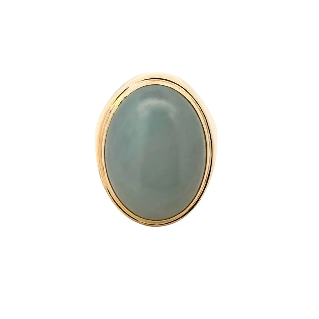 jadeite cabochon ring gray lavender jade 14k yellow gold oval