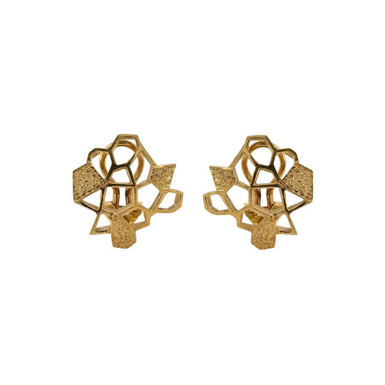 JOHN DONALD Honeycomb Clip Earrings 18K Gold for Tecla London