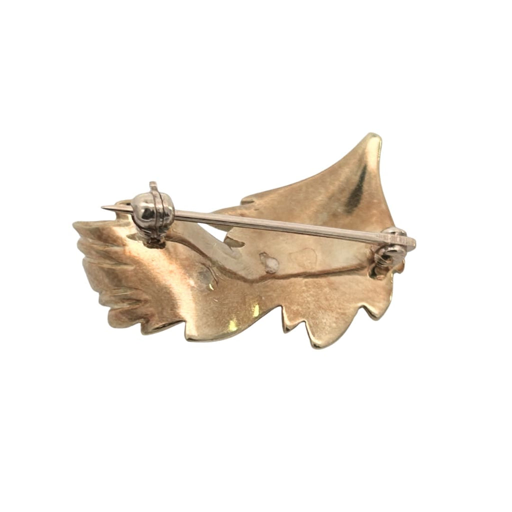gold leaf brooch back high polish handmade detail