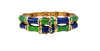 Vintage 1960s Martine bangle, double bamboo design with blue-green enamel, 16mm wide, secure closure. Back.