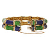 Vintage 1960s Martine bangle, double bamboo design with blue-green enamel, 16mm wide, secure closure. Open back.