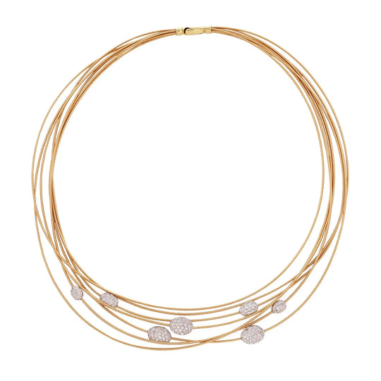 MARCO BICEGO Multi-strand Gold Diamond Station Collar Necklace