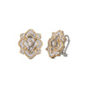Buccellati Opera Tulle Premium Earrings in 18k white and yellow gold, featuring 0.264 carats of brilliant-cut diamonds in an openwork tulle design. Side view