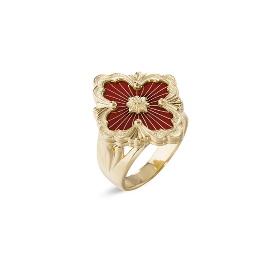 OPERA Tulle Yellow Gold Red Enamel Ring