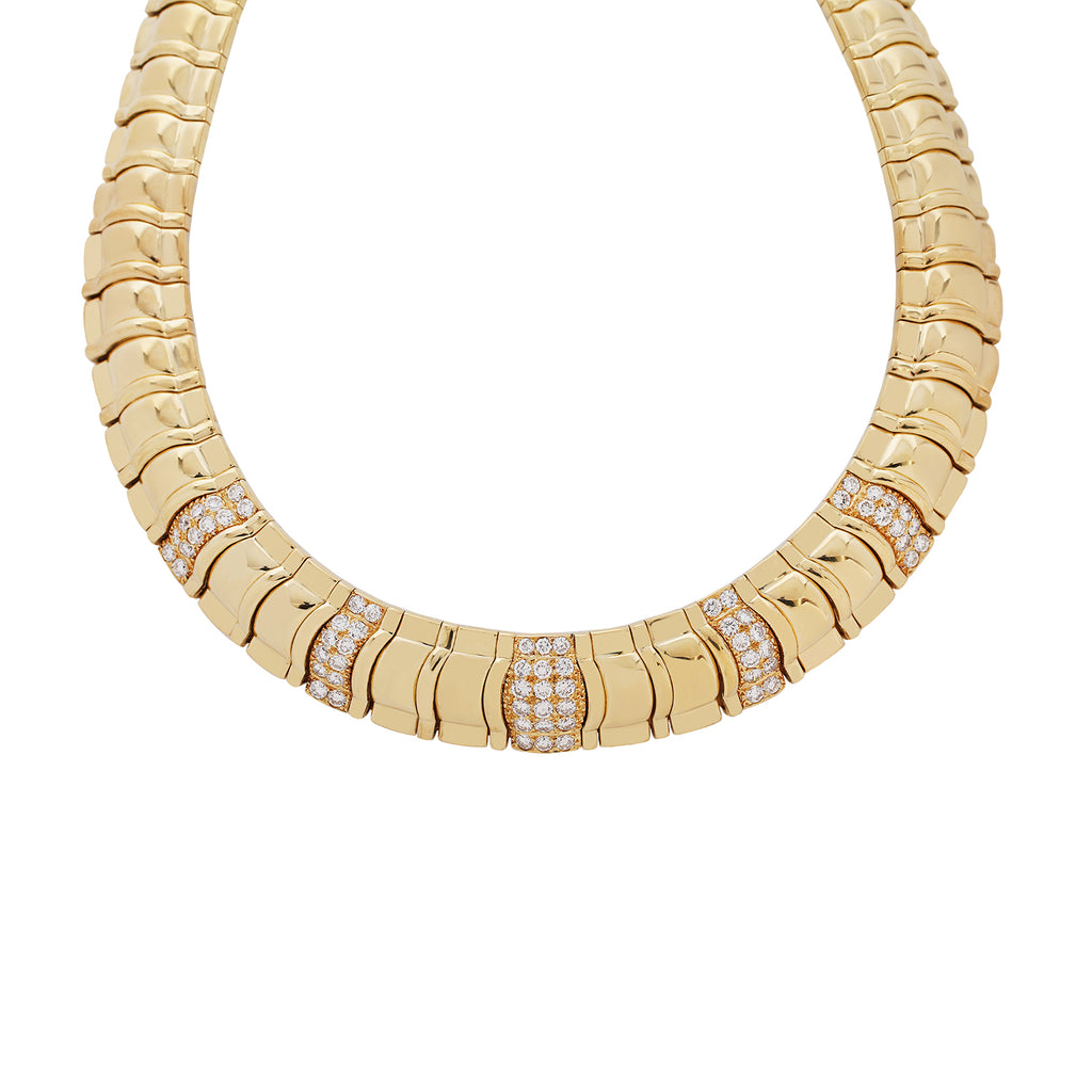 Piaget Tanagra Diamond Yellow Gold Graduated Collar Necklace Detail View