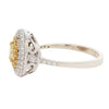 Fancy Yellow Cushion Diamond Double Geometric Halo Ring Estate Collection