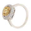 Fancy Yellow Cushion Diamond Double Geometric Halo Ring Estate Collection