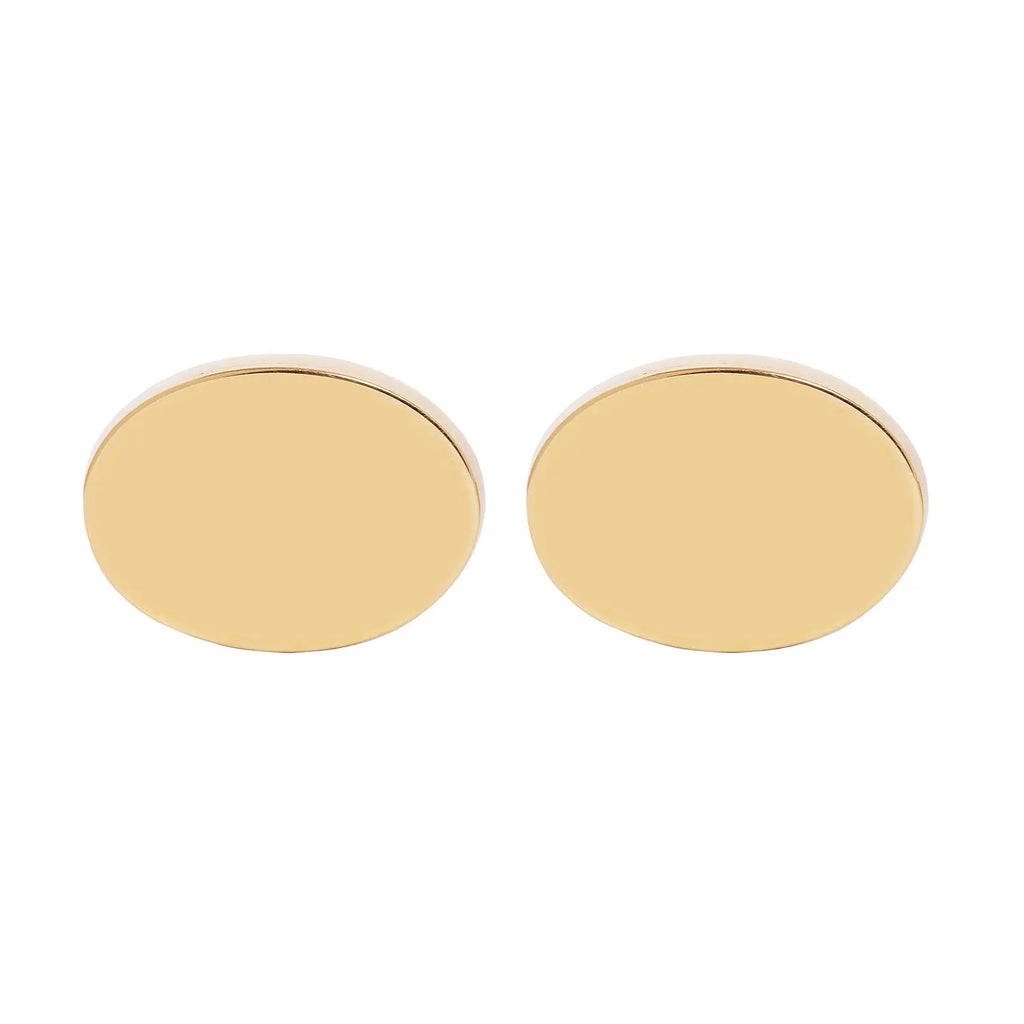 Tiffany & Co. 14K gold oval cufflinks with a high-polish finish and stamped back. Classic and elegant design.