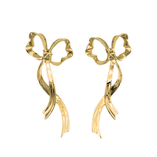 TIFFANY & CO. 18K Gold Large Bow Drop Earrings